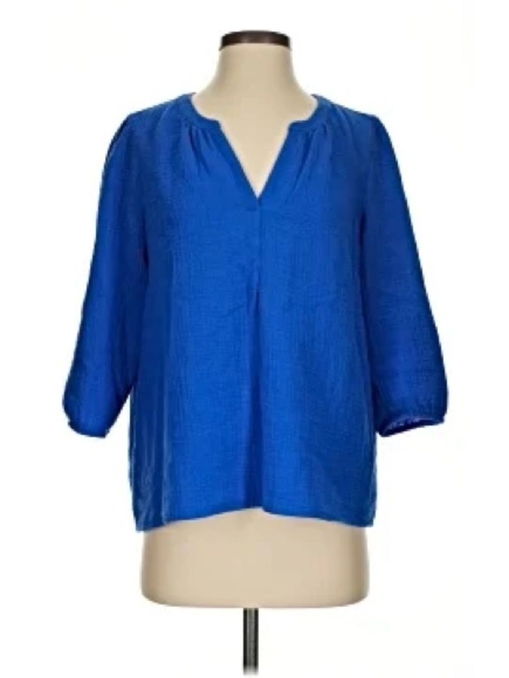 J.Jill royal blue cotton gauze split-neck tunic top